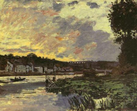 Claude Monet Seine at Bougival in the Evening Norge oil painting art